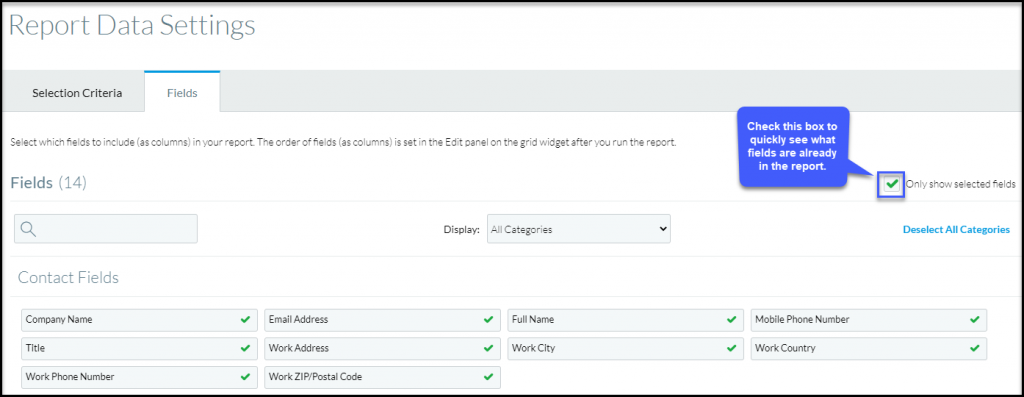 Screenshot of the new Report Data Settings in Cvent