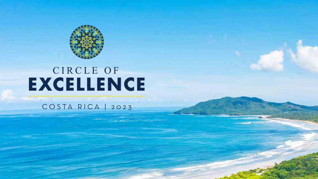 Costa Rica coast line with Circle of Excellence logo