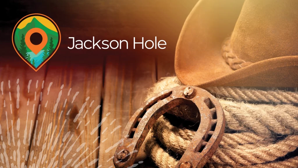 Cowby hat and horseshoe with Jackson Hole event logo