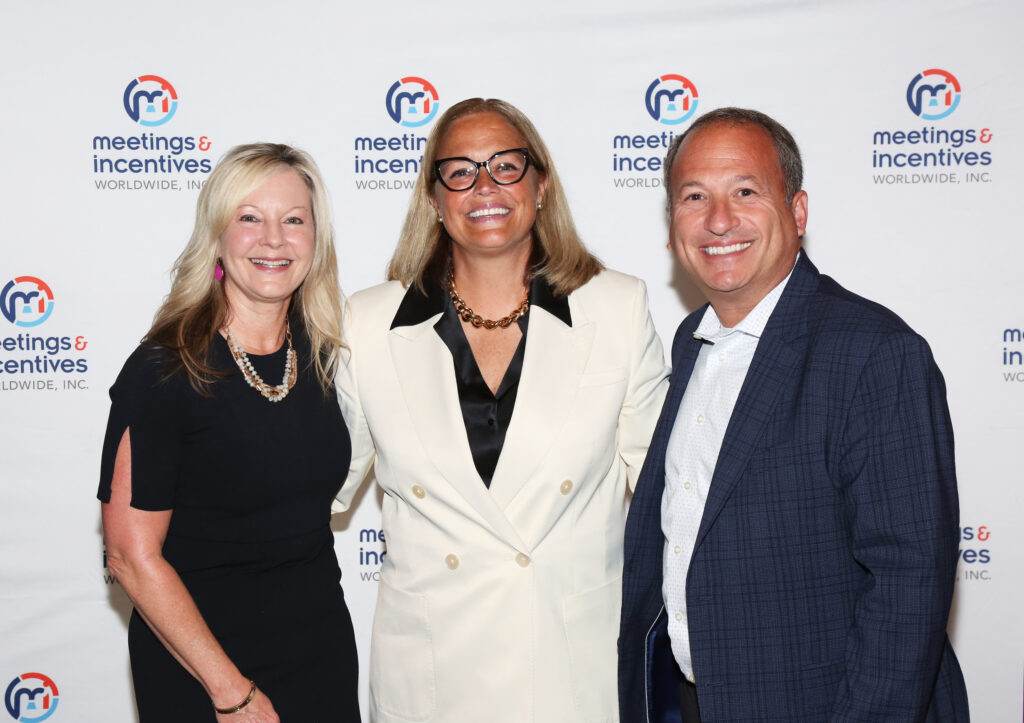 Carol Attak (left), Tina Madden, and Scott Harrison at the 2024 M&IW Summit