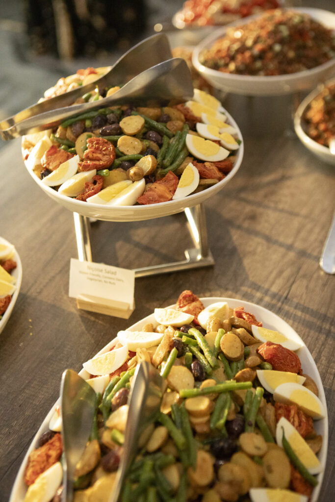 Buffet salad station at an event
